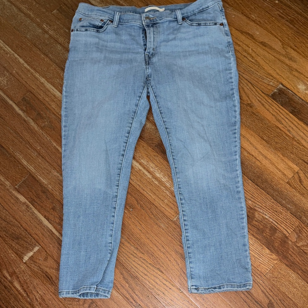 Levi's Light Blue Cropped Stretch Jeans - Ankle Length